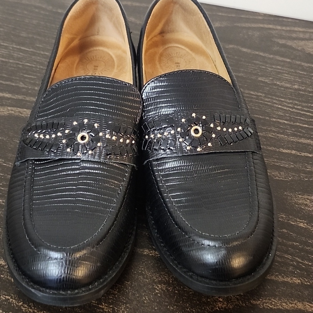 Brioso Frisco Black Lizard Embossed Leather Loafers 8M